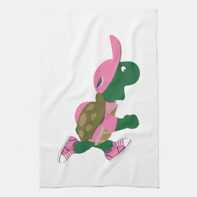 Cute Turtle Runner in PInk Kitchen Towel (Vertical)