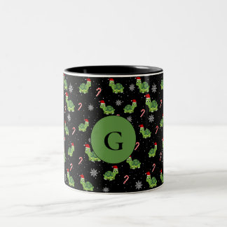 cute turtle Santa Christmas pattern Two-Tone Coffee Mug