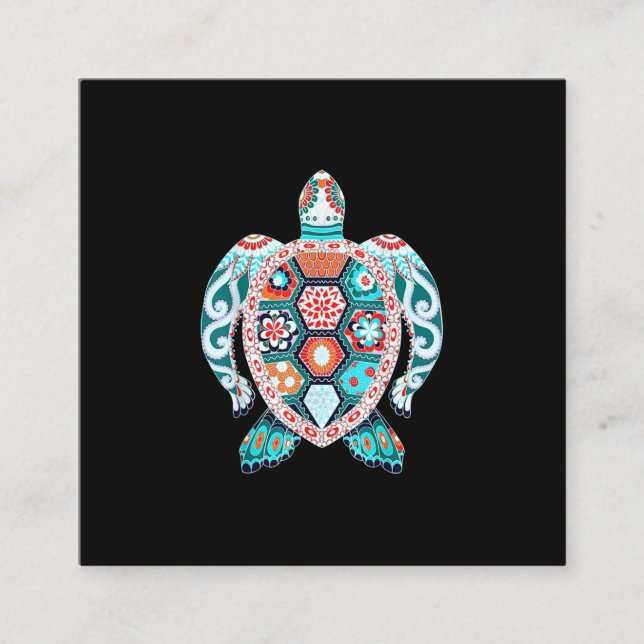 Cute Turtle - Sea Turtle Sea Ccean Beach Lover Square Business Card (Front)