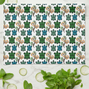 Cute Turtle Seamless Pattern   Ocean Animal Repeat Kitchen Towel