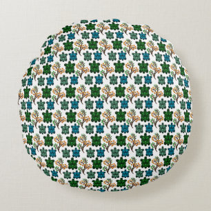 Cute Turtle Seamless Pattern   Ocean Animal Repeat Round Pillow