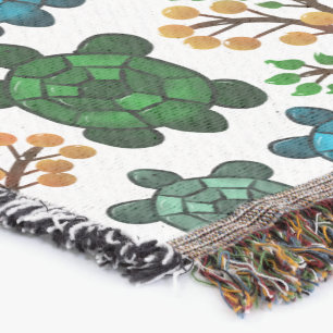 Cute Turtle Seamless Pattern   Ocean Animal Repeat Throw Blanket