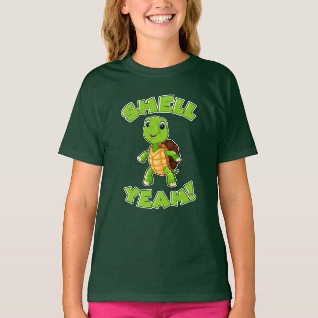 Cute Turtle Shell Gag Cartoon T-Shirt (Front)
