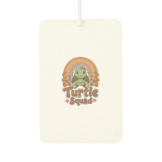 Cute Turtle Squad Rainbow Floral Vector Design_1 Air Freshener (Front)