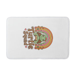Cute Turtle Squad Rainbow Floral Vector Design_1 Bath Mat