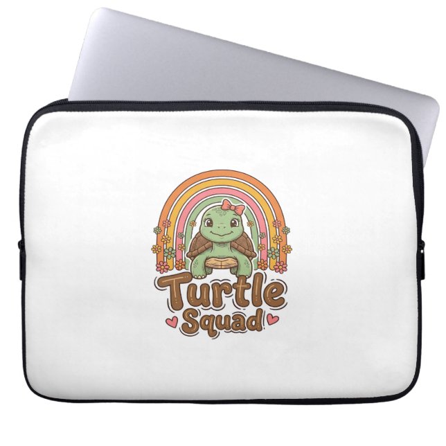 Cute Turtle Squad Rainbow Floral Vector Design_1 Laptop Sleeve (Front)