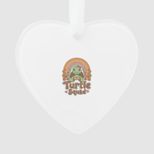 Cute Turtle Squad Rainbow Floral Vector Design_1 Ornament