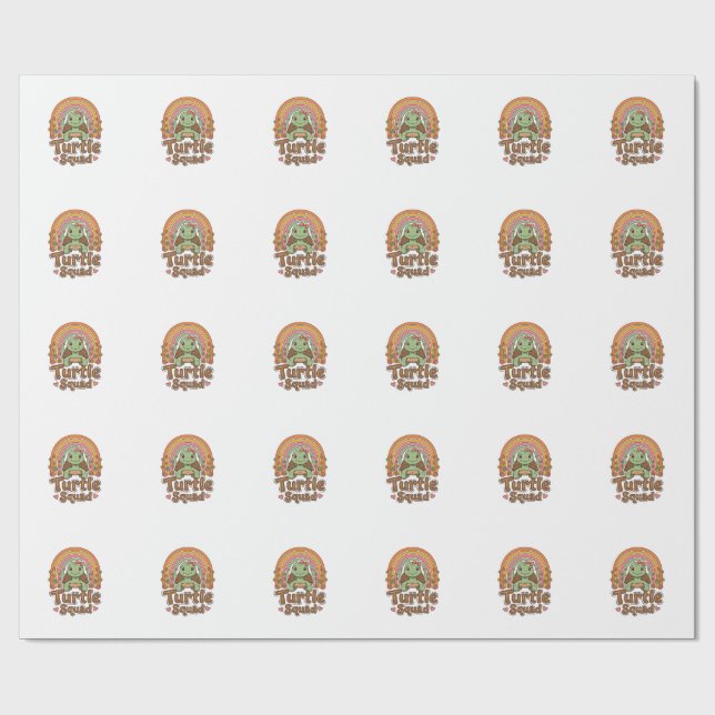 Cute Turtle Squad Rainbow Floral Vector Design_1 Wrapping Paper (Flat)