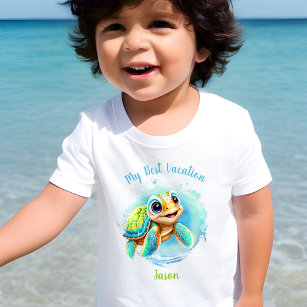 Cute Turtle Summer Vacation Personalized Boy  Toddler T-shirt
