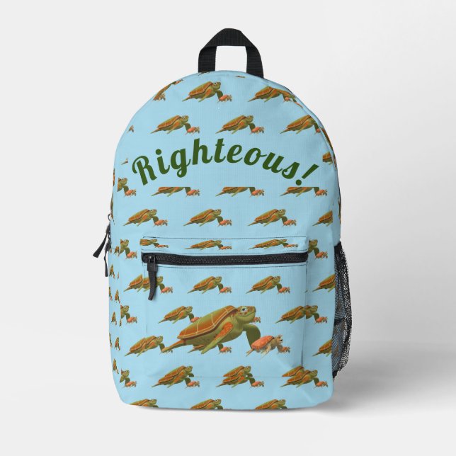 Cute Turtle Themed Printed Backpack (Front)