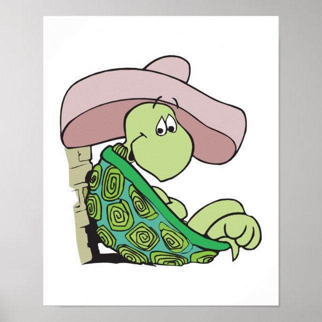 cute turtle wearing sombrero poster (Front)