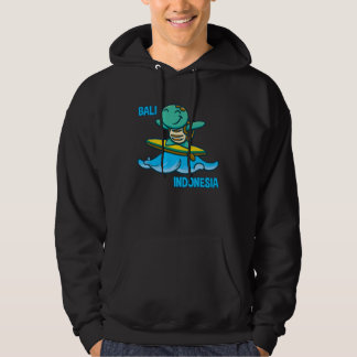 Cute turtle wearing sunglasses on surfboard Indone Hoodie