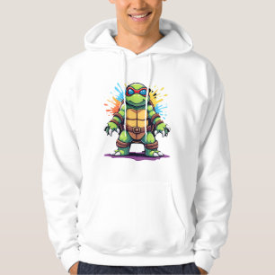 Cute Turtle Wearing Sunglasses Paint Splash Sea An Hoodie