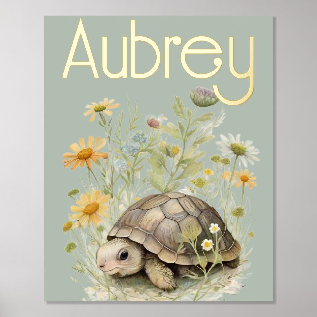 Cute Turtle WIth Name Foil Prints (Front)