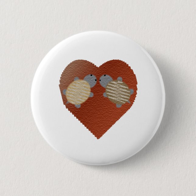 Cute Turtles with a Heart Background 2 Inch Round Button (Front)
