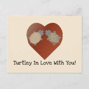 Cute Turtles with a Heart Background Holiday Postcard