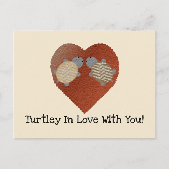 Cute Turtles with a Heart Background Holiday Postcard (Front)