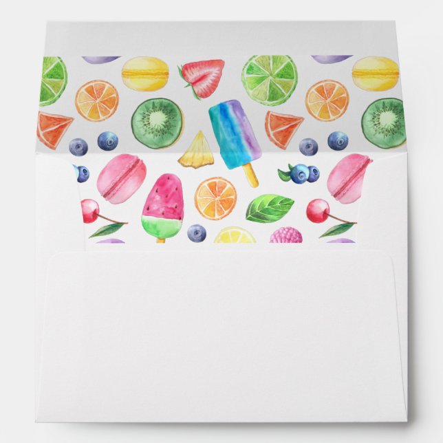 Cute Tutti Fruitti Retour Adresse Enveloppe (Dos (Bas))