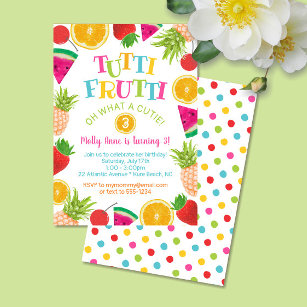 Trendy, Pink, Tropical Tutti Frutti Baby Shower Invitation
