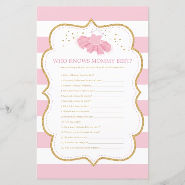 Cute tutu who knows mommy best baby shower (Front)