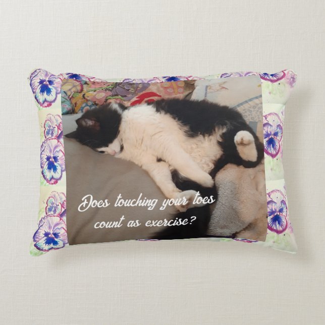 Cute Tuxedo Cat Birthday Party Childs Invitation Accent Pillow (Front)