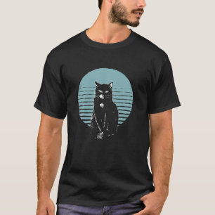 Cute Tuxedo Cat Gift Retro Colours For Animal Love T-Shirt