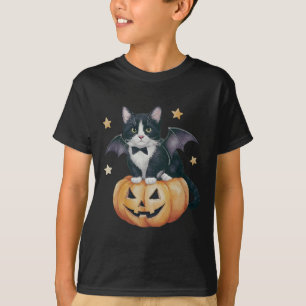 Cute Tuxedo Cat Halloween Pumpkin Cat Spooky Cat M T-Shirt
