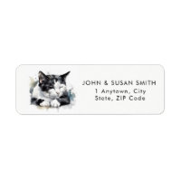 cute tuxedo cat return address labels stickers