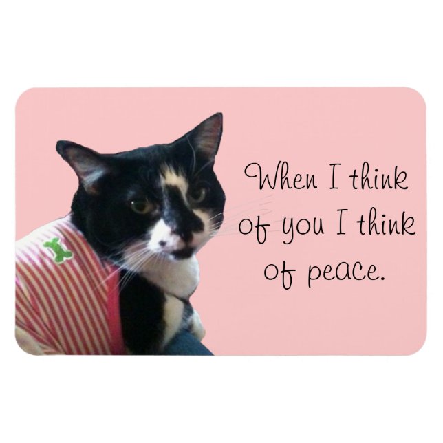 Cute Tuxedo Cat Think of Peace Magnets (Horizontal)