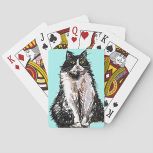 Cute Tuxedo chat aquarelle jeu de cartes