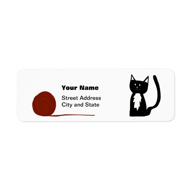 Cute Tuxedo Chat avec fils Adresse de retour Label (Devant)