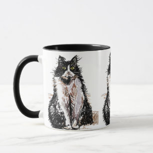 Cute Tuxedo Chat noir blanc dessin art Chats Mug