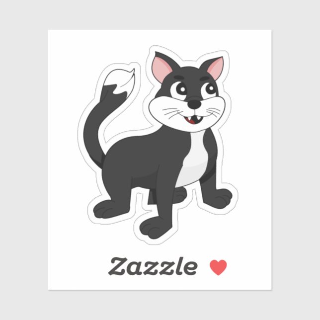 Cute tuxedo dessin animé chaton - sticker vinyle (Feuille)