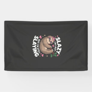 Cute Tween Girl Funny Animal Sloth Slay Meme Trend Banner