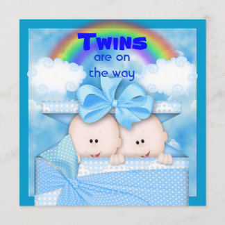 CUTE TWIN Baby Shower BOYS Invitation