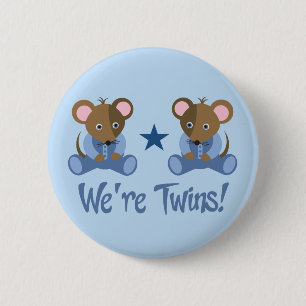 Cute Twin Boy Mice Gift 2 Inch Round Button