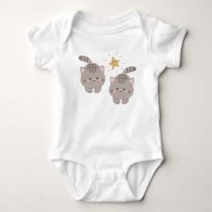 Cute twin kitties  baby bodysuit