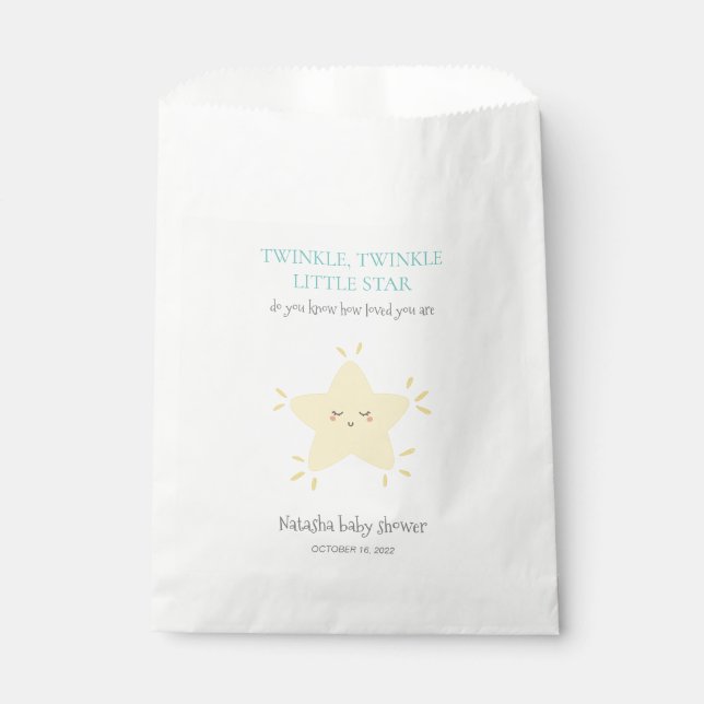 Cute Twinkle Little Star Nursery Rhyme Baby Shower Favour Bag (Front)