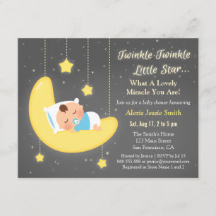 Cute Twinkle Twinkle Little Star Baby Shower Invitation