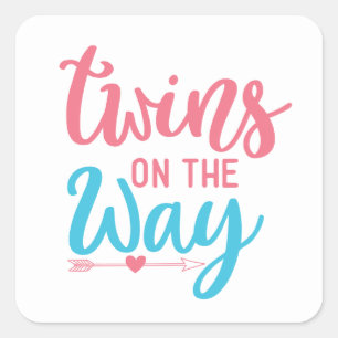 cute twins on the way Mother to be Square Sticker