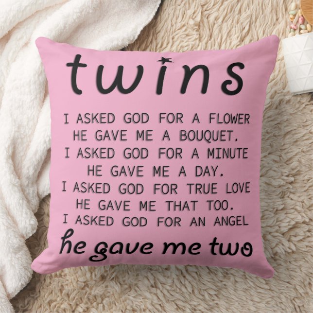 Cute Twins Throw Pillow (Blanket)