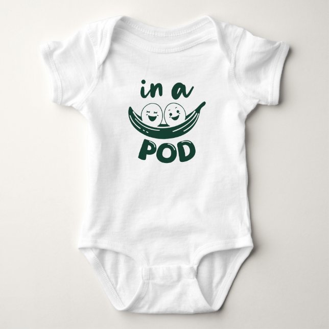 Cute twins two peas pod  baby bodysuit (Front)