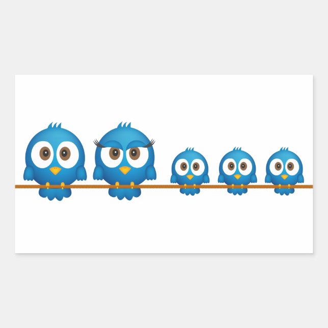 Cute twitter bird family cartoon sticker (Front)