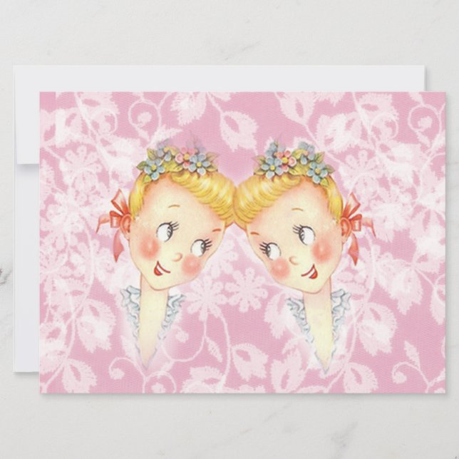 Cute Two Brides Pink Gay Wedding Invitation (Front)
