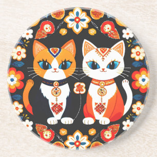 Cute Two Cats Coaster