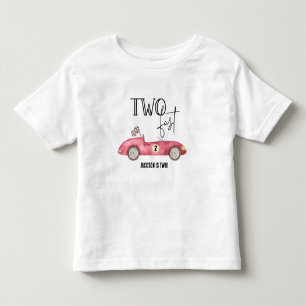 Cute TWO Fast Red Race car 2nd birthday Toddler T-shirt