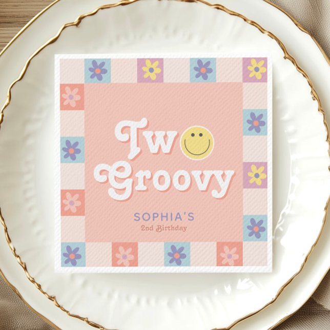Cute Two Groovy Boho 2nd Birthday  Napkin (Creator Uploaded)