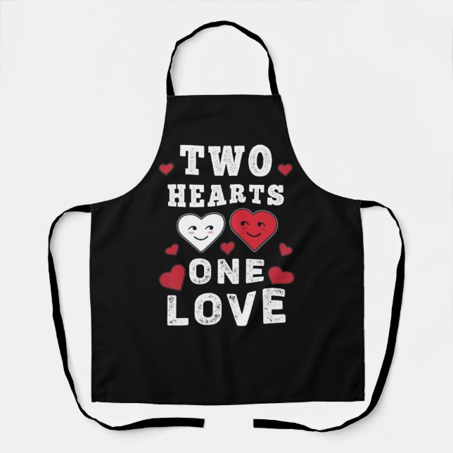 Cute Two Hearts One Love Birthday Valentine's Day Apron (Front)