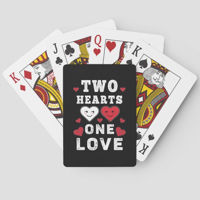 Cute Two Hearts One Love Birthday Valentine's Day Playing Cards (Back)