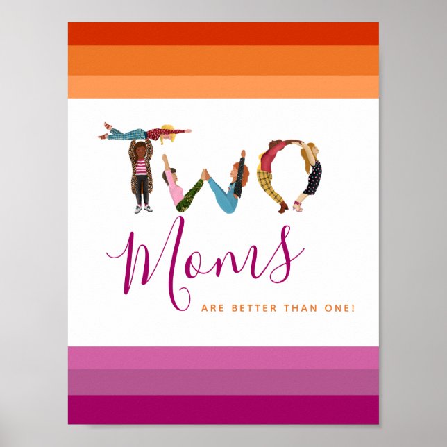 Cute Two Moms Are Better Than One Mother's Day Poster (Front)